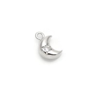 Luna pequeña 10mm con circonitas, baño de platino