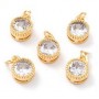 Pendant Round 7mm with jewelry glass, gold plated 18K