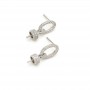 Brass Stud Earrings for Half Drilled Beads, rhidium plated