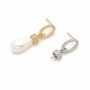 Brass Stud Earrings for Half Drilled Beads, rhidium plated