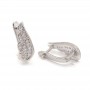 Wings Brass Micro Pave Cubic Zirconia Earring Findings with Latch Back Closure, platinum plated