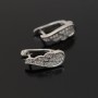 Wings Brass Micro Pave Cubic Zirconia Earring Findings with Latch Back Closure, platinum plated