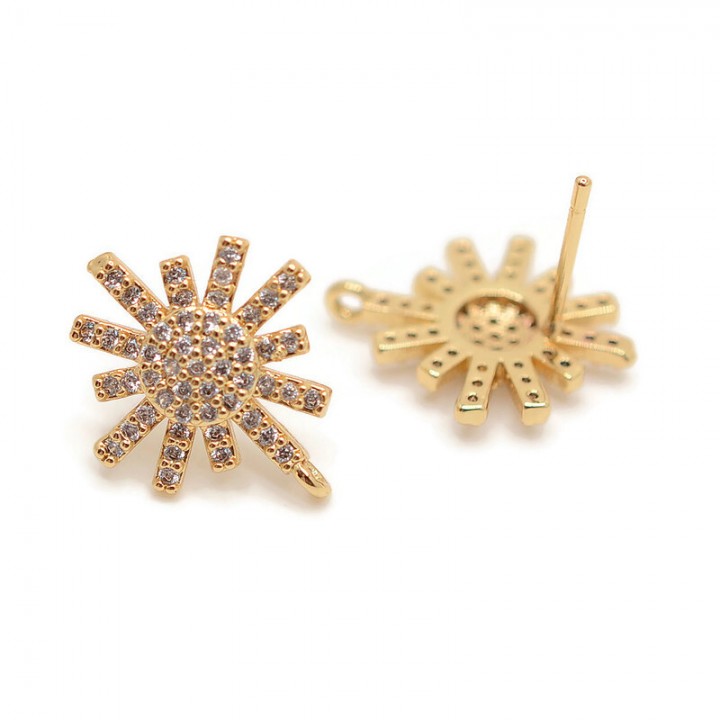 Cubic Zirconia Stud Earrings with open loop Shining Star, 18K gold plated