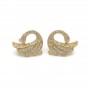 Brass Stud Earrings with Loop Swans, 14K gold plated