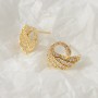 Brass Stud Earrings with Loop Swans, 14K gold plated