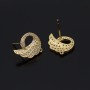 Brass Stud Earrings with Loop Swans, 14K gold plated