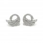 Brass Stud Earrings with Loop Swans, platinum plated