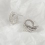 Brass Stud Earrings with Loop Swans, platinum plated