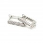 Earrings Strip with cubic zirkonia №1, color platinum