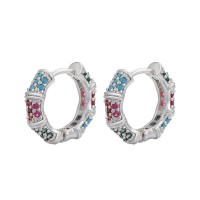 CZ Hoop earrings 14mm, platinum plated