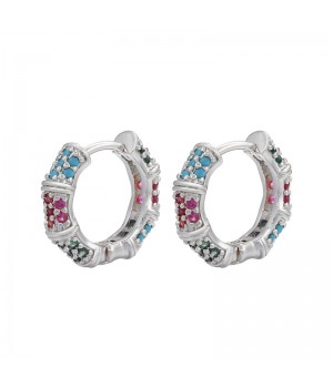 CZ Hoop earrings 14mm, platinum plated