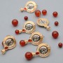 Brass Stud Earrings Antique Coin for half drilled beads, 14K gold plated