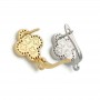 Brass Leverback Earrings with Natural White Shell and cubic zirconia, 18K gold plated