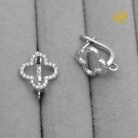 Швензы Клевер фианиты, родиевое покрытие