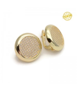 Pendientes de latón Circulos con circonitas, dorado 18K