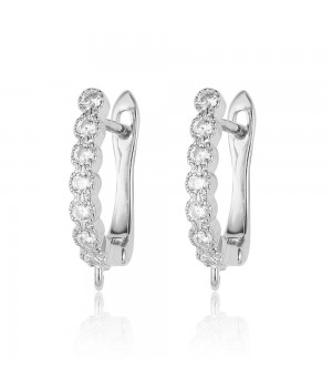 CZ Brass Lever Back Earrings with open loop, platinum plated