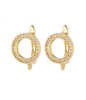 Pendientes de latón con circonitas, dorado 18K