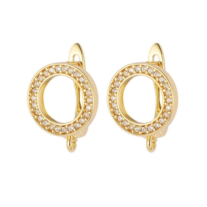 Pendientes de latón con circonitas, dorado 18K