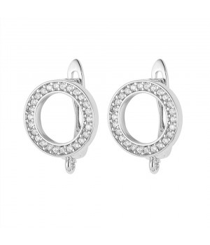 Pendientes de latón con circonitas, baño de platino