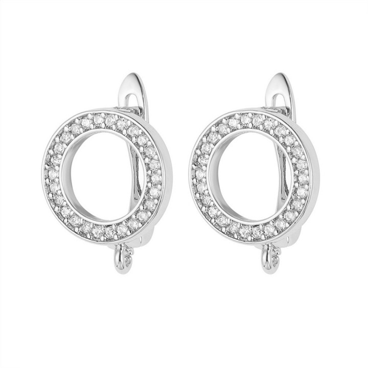 Pendientes de latón con circonitas, baño de platino