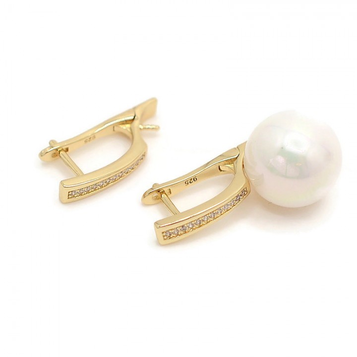 Earrings with a pin for gluing, gold-plated 18K