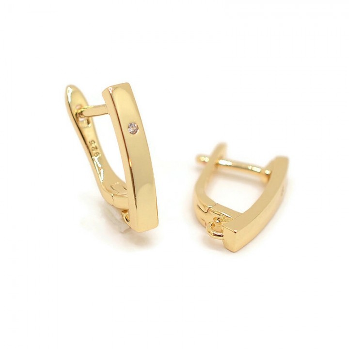 Earrings strip with one cubic zirconia, 18K gold plated