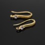 Brass Micro Pave Cubic Zirconia Earring Hooks with Horizontal Loop, 18K gold plated