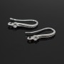 Brass Micro Pave Cubic Zirconia Earring Hooks with Horizontal Loop, rhodium plated