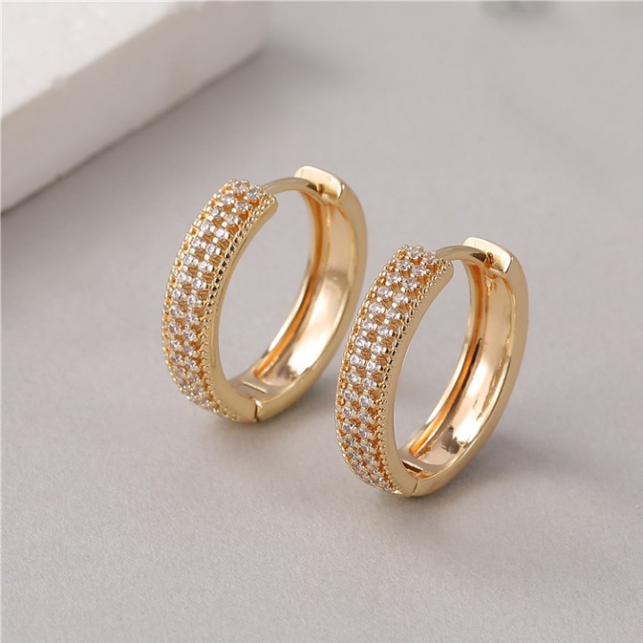 CZ Hoop earrings 20mm, 14K gold plated