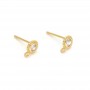 CZ 18K Gold Plated Circle Ear Post 5mm, 1 pair