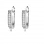 CZ Brass Hoop Earrings with open loop, platinum plated