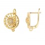 CZ Brass Lever Back Earrings Sun 13mm with open loop, 18K gold plated