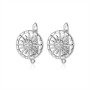 CZ Brass Lever Back Earrings Sun 13mm with open loop, platinum plated