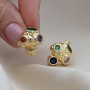 CZ Brass Lever Back Mushroom Earrings, 18K gold plated