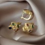 CZ Brass Lever Back Mushroom Earrings, 18K gold plated