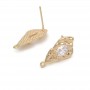 Wrinkled Metal Earrings with Cubic Zirconia, 18K gold plated