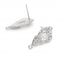 Wrinkled Metal Earrings with Cubic Zirconia, platinum plated