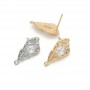 Wrinkled Metal Earrings with Cubic Zirconia, 18K gold plated