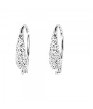 Brass Micro Pave CZ Earring Hooks 19mm with open Loop, platinum plated