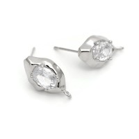 Abstract Wrinkled Metal Earrings with Cubic Zirconia, platinum plated