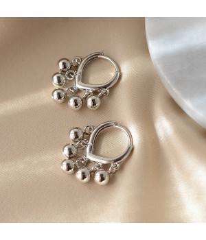 Brass Ball Hoop earrings, rhodium plated