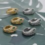 CZ Brass Lever Back Snake Earrings, 18K gold plated