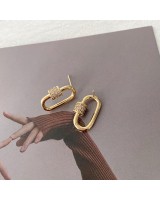 Серьги гвоздики Овалы фианиты, позолота 18К