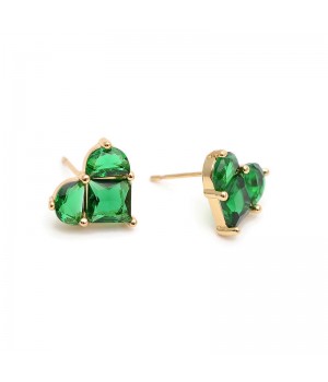 Pendientes Corazón 12mm con circonitas, dorado 18K
