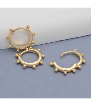 18K Gold Plated Round Ball Hoop earrings 12mm, 1 pair