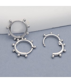 Platinum Plated Round Ball Hoop earrings 12mm, 1 pair