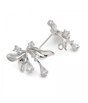 Pendientes Orquídea con circonita cúbica, baño de platino