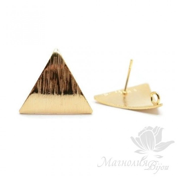 Studs "Textured triangles", 18k gold plated