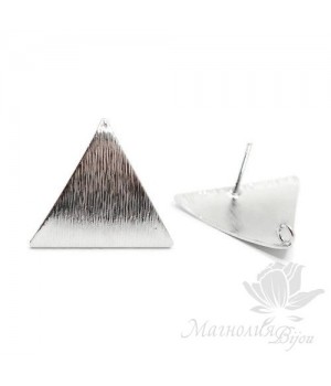 Studs "Textured triangles", color platinum