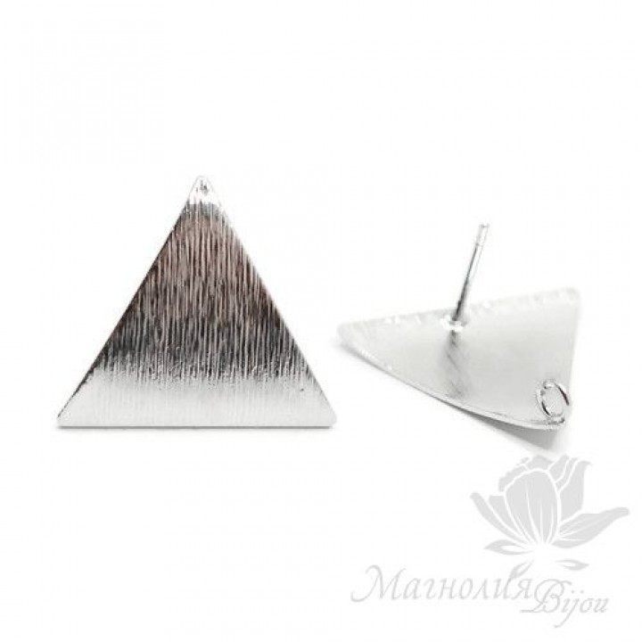 Studs "Textured triangles", color platinum